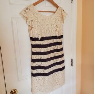 BCBG Maxazria RENATA ivory combo lace dress